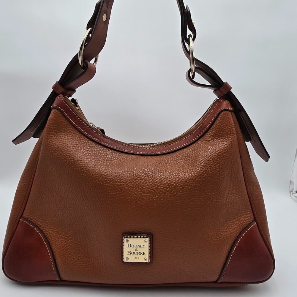 DOONEY & BOURKE REFINED PEBBLE LEATHER HOBO BAG, CARMEL